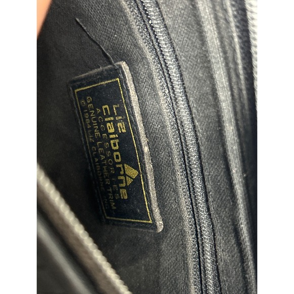 Vintage Liz Claiborne Crossbody Bag Black Geometric Pattern Purse - Picture 4 of 6